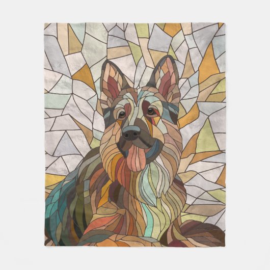 Duitse herder - Mozaïek kunst Fleece Deken (Voorkant)