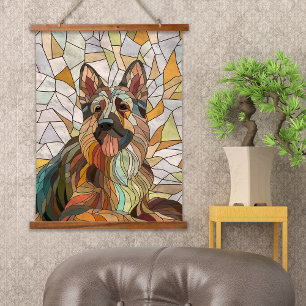 Duitse herder - Mozaïek kunst Hangend Wandkleed