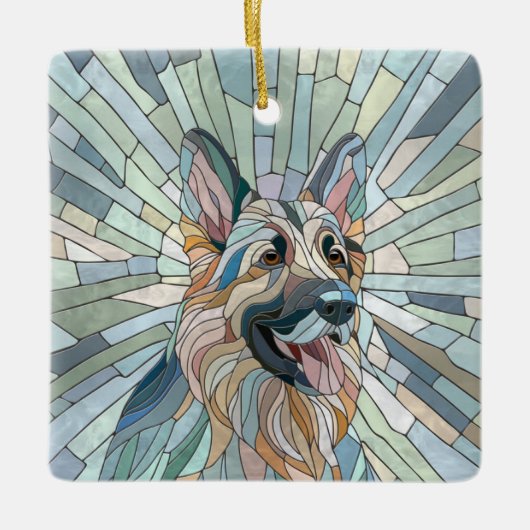 Duitse herder - Mozaïek kunst Keramisch Ornament (Voorkant)