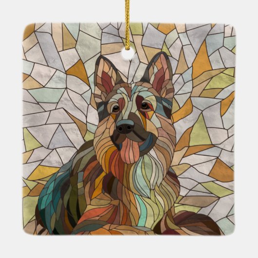 Duitse herder - Mozaïek kunst Keramisch Ornament (Achterkant)