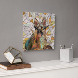 Duitse herder - Mozaïek kunst Vierkante Klok