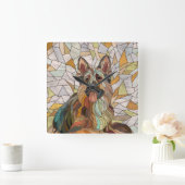 Duitse herder - Mozaïek kunst Vierkante Klok (Huis)
