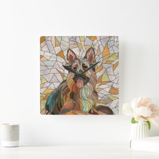Duitse herder - Mozaïek kunst Vierkante Klok (Huis)