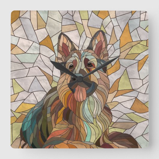 Duitse herder - Mozaïek kunst Vierkante Klok (Voorkant)