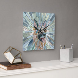 Duitse herder - Mozaïek kunst Vierkante Klok