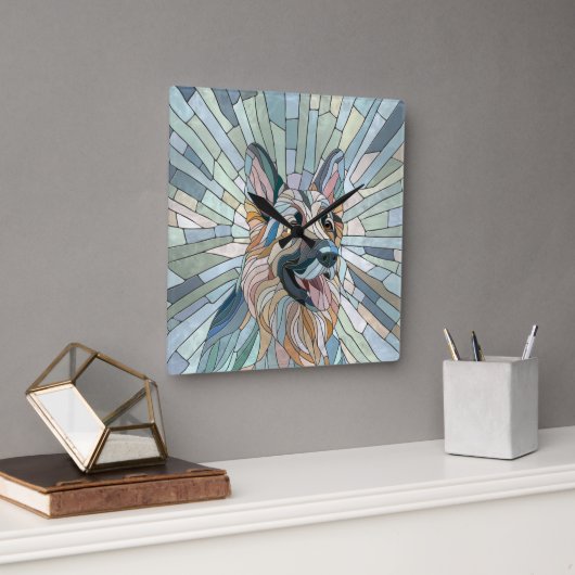 Duitse herder - Mozaïek kunst Vierkante Klok (Kantoor)