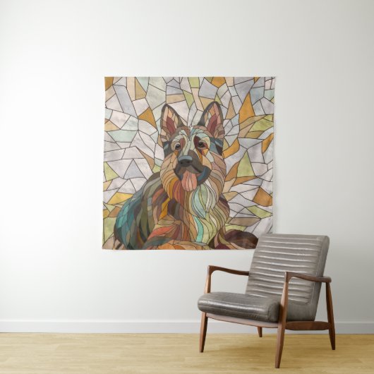 Duitse herder - Mozaïek kunst Wandkleed (In situ)