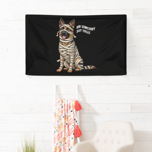 Duitse Herder Mummy Halloween Hond Spandoek (Insitu)