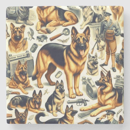  Duitse herder naadloos Stenen Onderzetter (Voorkant)