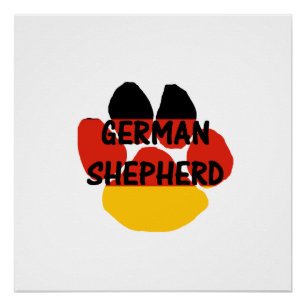 Duitse herder naam poot Duitsland-vlag poot Poster