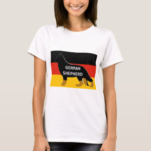 Duitse herder naam silhouet op tweekleurige vlag.p t-shirt