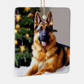 Duitse herder onder kerstboom keramisch ornament (Rechts)