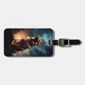 Duitse herder onder stormachtige hemel bagagelabel (Voorkant horizontaal)