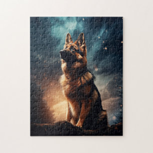 Duitse herder onder stormachtige hemel legpuzzel