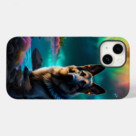 Duitse herder op een buitenaardse wereld Case-Mate iPhone case (Achterkant (horizontaal))