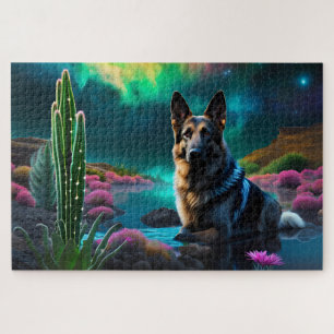 Duitse herder op een buitenaardse wereld legpuzzel