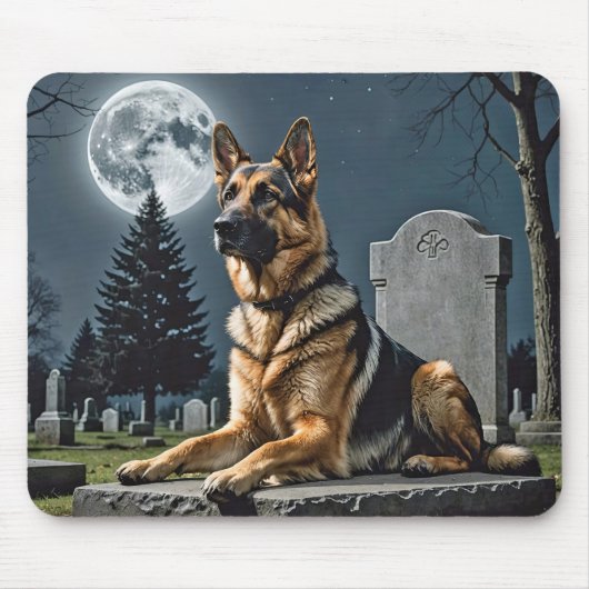 Duitse herder op een grafsteen muismat (Voorkant)