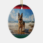 Duitse herder op het strand keramisch ornament (Rechts)
