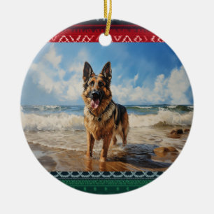 Duitse herder op het strand keramisch ornament