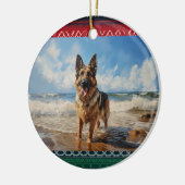 Duitse herder op het strand keramisch ornament (Links)