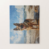 Duitse herder op het strand legpuzzel (Verticaal)