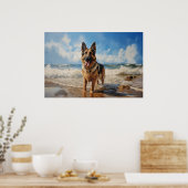 Duitse herder op het strand poster (Keuken)