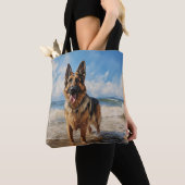 Duitse herder op het strand tote bag (Dichtbij)