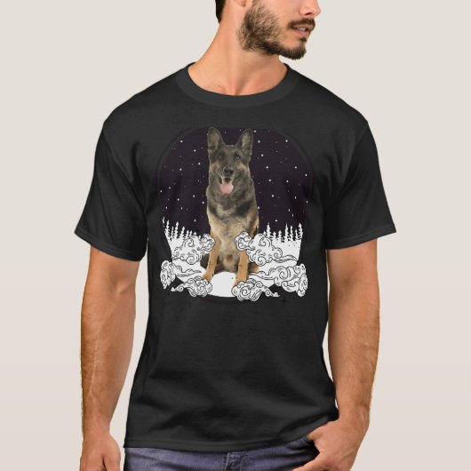 Duitse herder op sterren t-shirt (Voorkant)