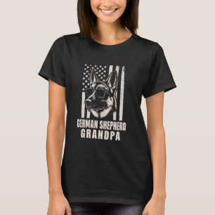 Duitse Herder Opa Amerikaanse vlag Hond Funny Fa T-shirt