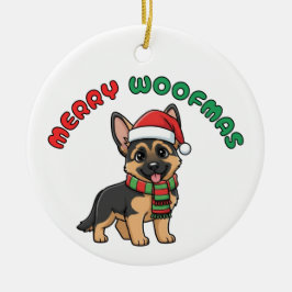 Duitse Herder Ornament: Merry Woofmas Keramisch Ornament