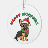 Duitse Herder Ornament: Merry Woofmas Keramisch Ornament (Links)