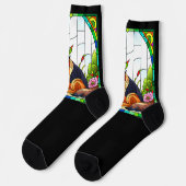 Duitse herder over Glas in lood op zwart Sokken (Links)