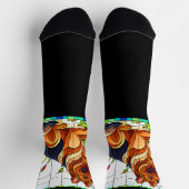 Duitse herder over Glas in lood op zwart Sokken (Top)