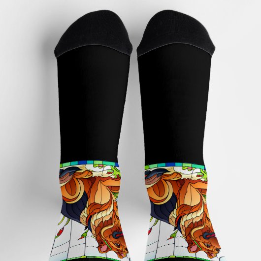 Duitse herder over Glas in lood op zwart Sokken (Top)