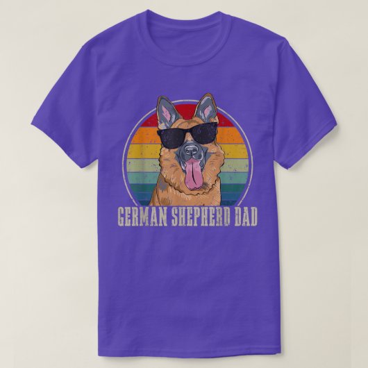 Duitse herder pap retro zonnebril 4 juli f t-shirt (Design voorkant)