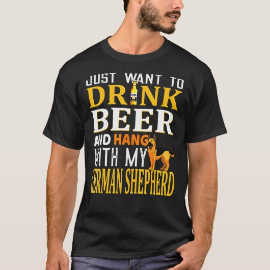 Duitse herder papa hond papa bier t-shirt (Voorkant)
