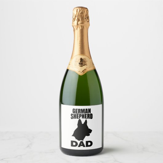 Duitse Herder Papa Sparkling Wijnetiket (Voorkant)