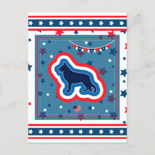 Duitse Herder Patriottisch Rood Wit Blauw 4 juli Feestdagenkaart