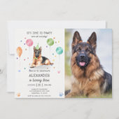 Duitse herder pawty puppy verjaardag roze foto kaart (Voorkant)