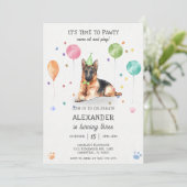 Duitse Herder Pawty Puppy Verjaardag Roze Kaart (Staand voorkant)