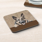 Duitse Herder Peeking Puppy Dog Pet Bier Onderzetter (Linkerzijde)
