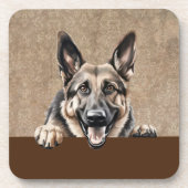 Duitse Herder Peeking Puppy Dog Pet Bier Onderzetter (Voorkant)