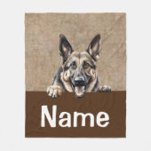 Duitse Herder Peeking Puppy Dog Pet Fleece Deken (Voorkant)