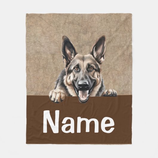 Duitse Herder Peeking Puppy Dog Pet Fleece Deken (Voorkant)