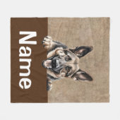 Duitse Herder Peeking Puppy Dog Pet Fleece Deken (Voorkant (Horizontaal))