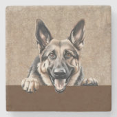 Duitse Herder Peeking Puppy Dog Pet Stenen Onderzetter (Voorkant)