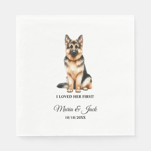 Duitse Herder Pet Bruiloft Volledige Kleur Servet (Voorkant)