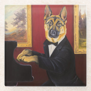 Duitse herder   Piano Waltz Glazen Onderzetter