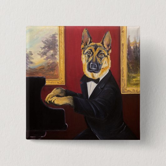 Duitse herder | Piano Waltz Vierkante Button 5,1 Cm (Voorkant)