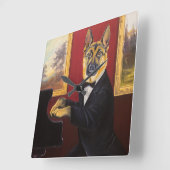 Duitse herder | Piano Waltz Vierkante Klok (Hoek)